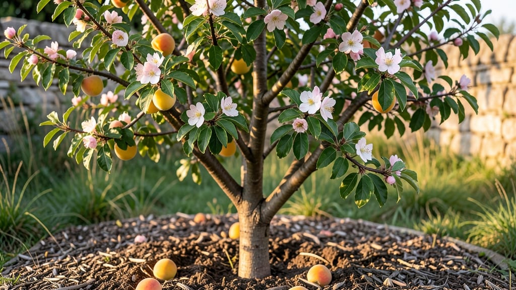 Peach Tree Flowers and Fruit: Bloom-to-Fruit Cycle in One Season