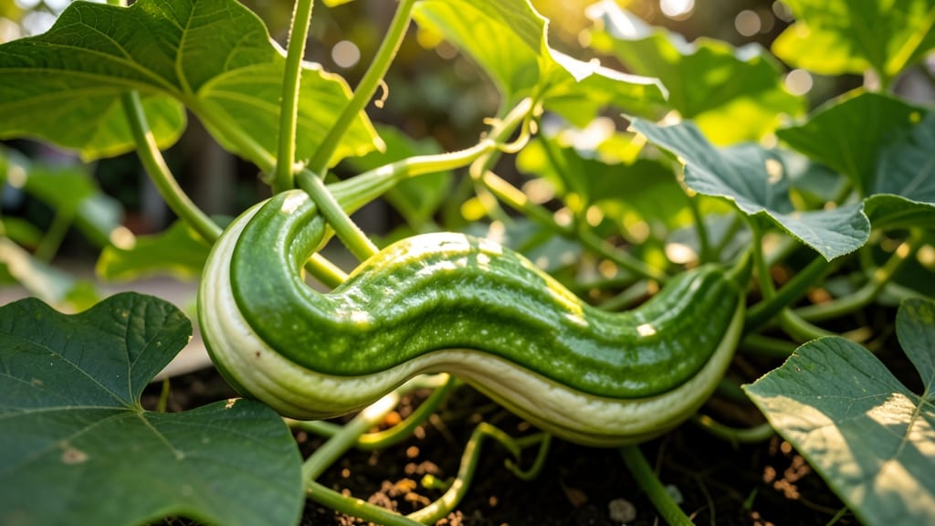 Snake Gourd with Crisp White Interior