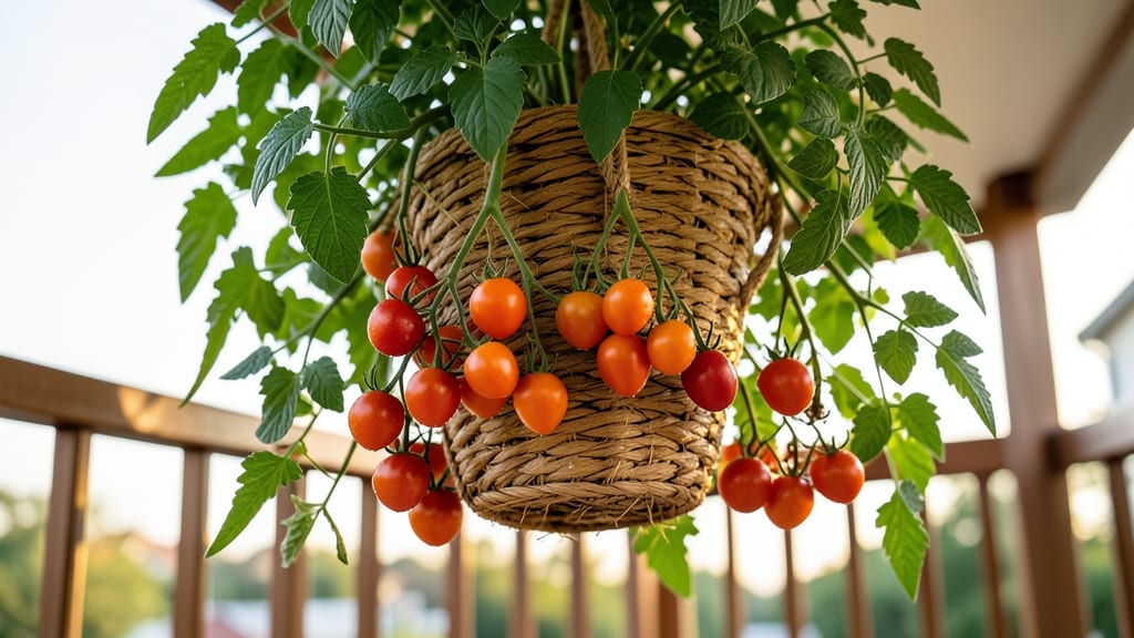 Cherry Tomatoes in Hanging Baskets