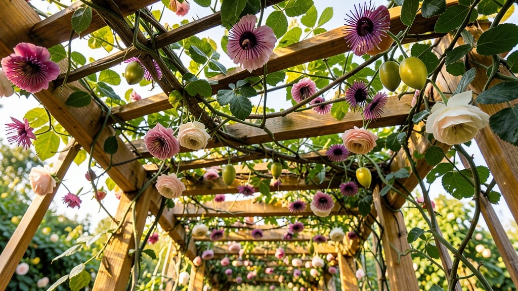 Passion Fruit Trellis with Climbing Roses Combo