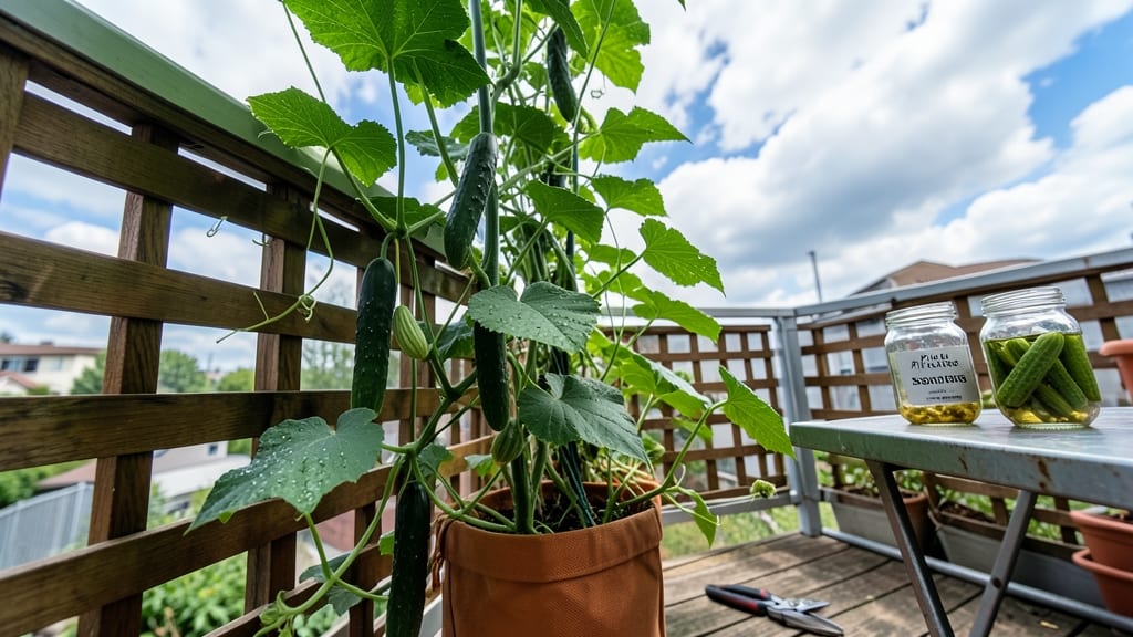 Cucumbers With Vertical Trellis Growth