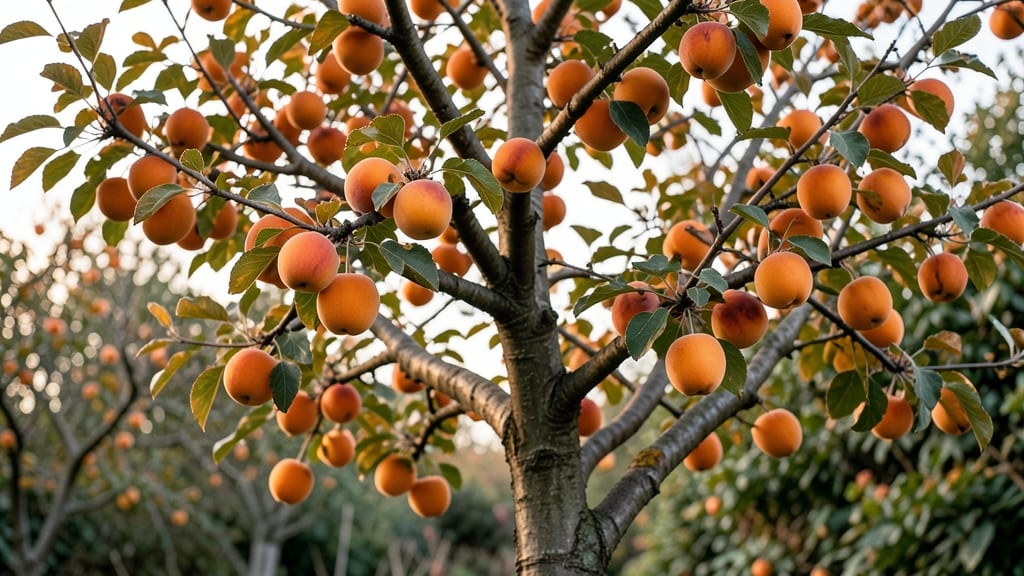 Plumcot Tree Produces Hybrid Peach-Plum Fruit