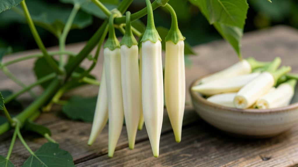 Chinese Okra with Snow White Pods