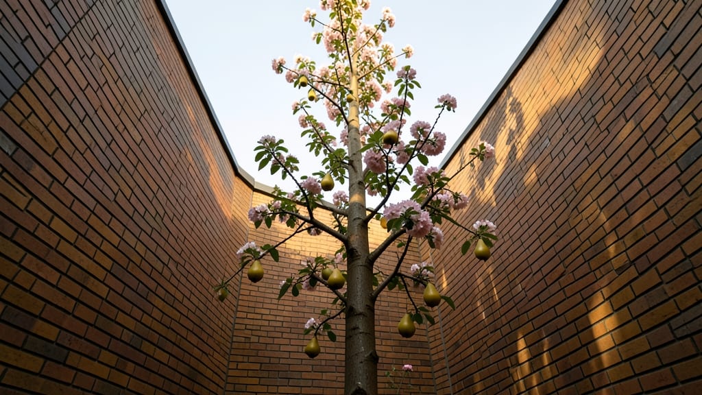 Columnar Pear Trees with Year-Round Interest