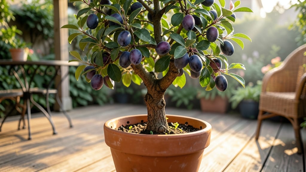 Potted Dwarf Plum Trees
