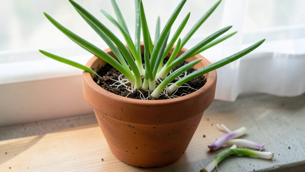 Green Onions in Small Pots